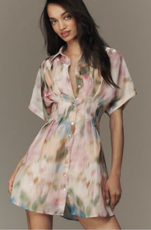 EXQUISE Dresses & Skirts - Exquise (Anthropologie) Tobie Organza Mini Shirt Dress - Size XXS